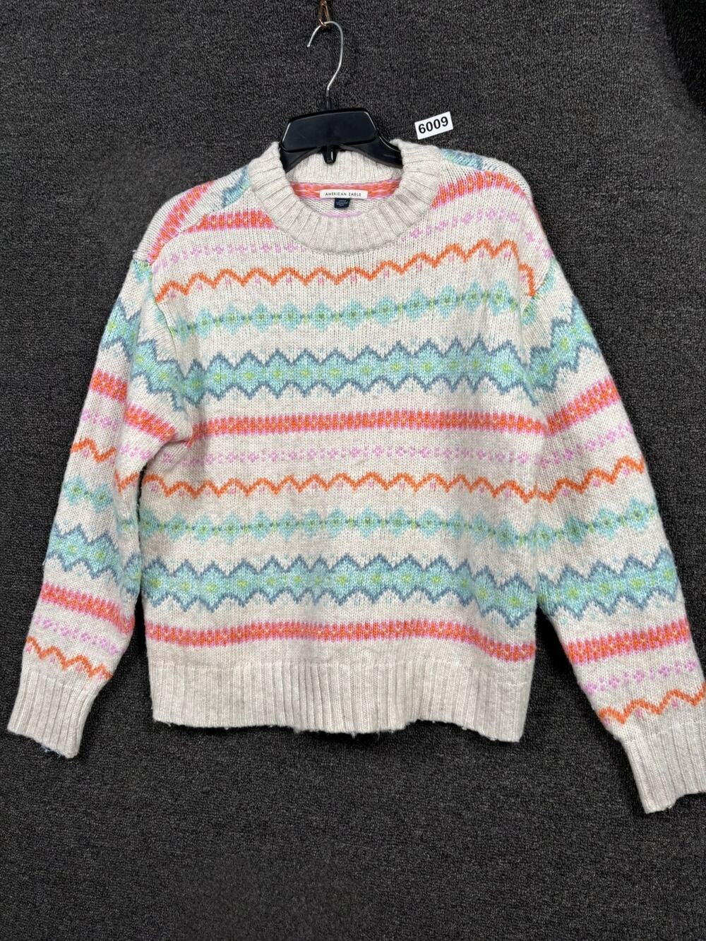 American Eagle Knit Soft Fuzzy Fair Isle Sweater Womens Size S Multicolor